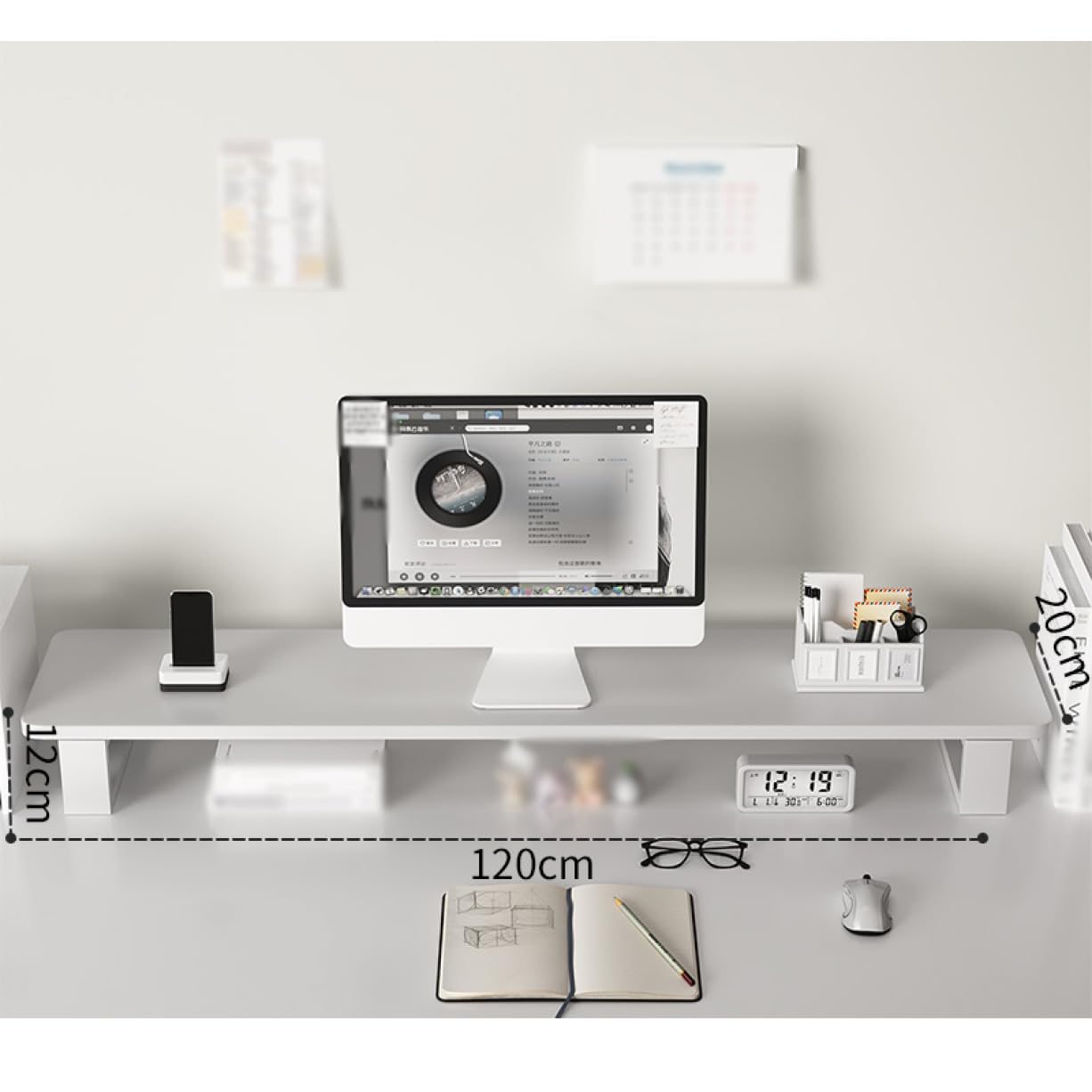 Amazon.co.jp: MJKQ9 机上台 机上ラック 120*20*12cm 木製 モニター台